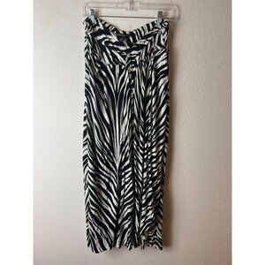 Black Label By Chico's Sz 1 (US M US 8) Zebra Animal Print Maxi Skirt Fully Line